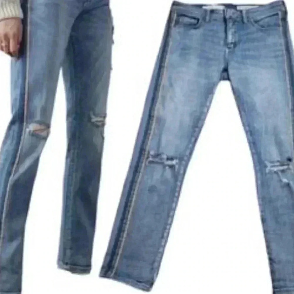Anthropologie Pilcro Side Stripe Slim Boyfriend Jeans distress Size 24P - Picture 4 of 4